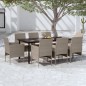 vidaXL Juego de comedor para jardín 9 piezas con cojines beige y negro vidaXL Juego de comedor para jardín 9 piezas con cojines beige y negro