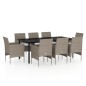 vidaXL Juego de comedor para jardín 9 piezas con cojines beige y negro vidaXL Juego de comedor para jardín 9 piezas con cojines beige y negro