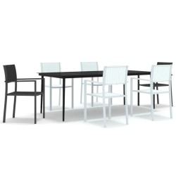 vidaXL Juego de comedor para jardín 7 piezas blanco y negro