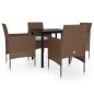 vidaXL Juego de comedor de jardín 5 piezas con cojines marrón y negro vidaXL Juego de comedor de jardín 5 piezas con cojines marrón y negro