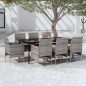 vidaXL Juego de comedor para jardín 9 piezas con cojines gris y negro vidaXL Juego de comedor para jardín 9 piezas con cojines gris y negro