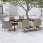 vidaXL Juego de comedor de jardín 7 piezas con cojines beige y negro vidaXL Juego de comedor de jardín 7 piezas con cojines beige y negro