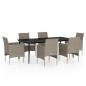 vidaXL Juego de comedor de jardín 7 piezas con cojines beige y negro vidaXL Juego de comedor de jardín 7 piezas con cojines beige y negro