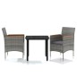 vidaXL Juego de comedor de jardín 3 piezas con cojines gris y negro vidaXL Juego de comedor de jardín 3 piezas con cojines gris y negro