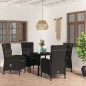 vidaXL Juego de comedor de jardín 5 piezas con cojines negro vidaXL Juego de comedor de jardín 5 piezas con cojines negro