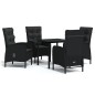 vidaXL Juego de comedor de jardín 5 piezas con cojines negro vidaXL Juego de comedor de jardín 5 piezas con cojines negro