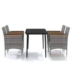 vidaXL Juego de comedor para jardín 5 piezas con cojines gris y negro