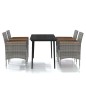 vidaXL Juego de comedor para jardín 5 piezas con cojines gris y negro vidaXL Juego de comedor para jardín 5 piezas con cojines gris y negro