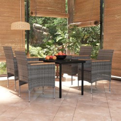 vidaXL Juego de comedor para jardín 5 piezas con cojines gris y negro