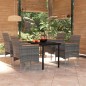 vidaXL Juego de comedor para jardín 5 piezas con cojines gris y negro vidaXL Juego de comedor para jardín 5 piezas con cojines gris y negro