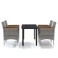 vidaXL Juego de comedor para jardín 5 piezas con cojines gris y negro vidaXL Juego de comedor para jardín 5 piezas con cojines gris y negro