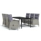 vidaXL Juego de comedor de jardín 7 piezas con cojines gris y negro vidaXL Juego de comedor de jardín 7 piezas con cojines gris y negro