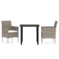 vidaXL Juego de comedor de jardín 3 piezas con cojines beige y negro