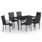 vidaXL Juego de comedor de jardín 7 piezas negro vidaXL Juego de comedor de jardín 7 piezas negro