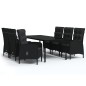 vidaXL Juego de comedor de jardín 7 piezas con cojines negro vidaXL Juego de comedor de jardín 7 piezas con cojines negro