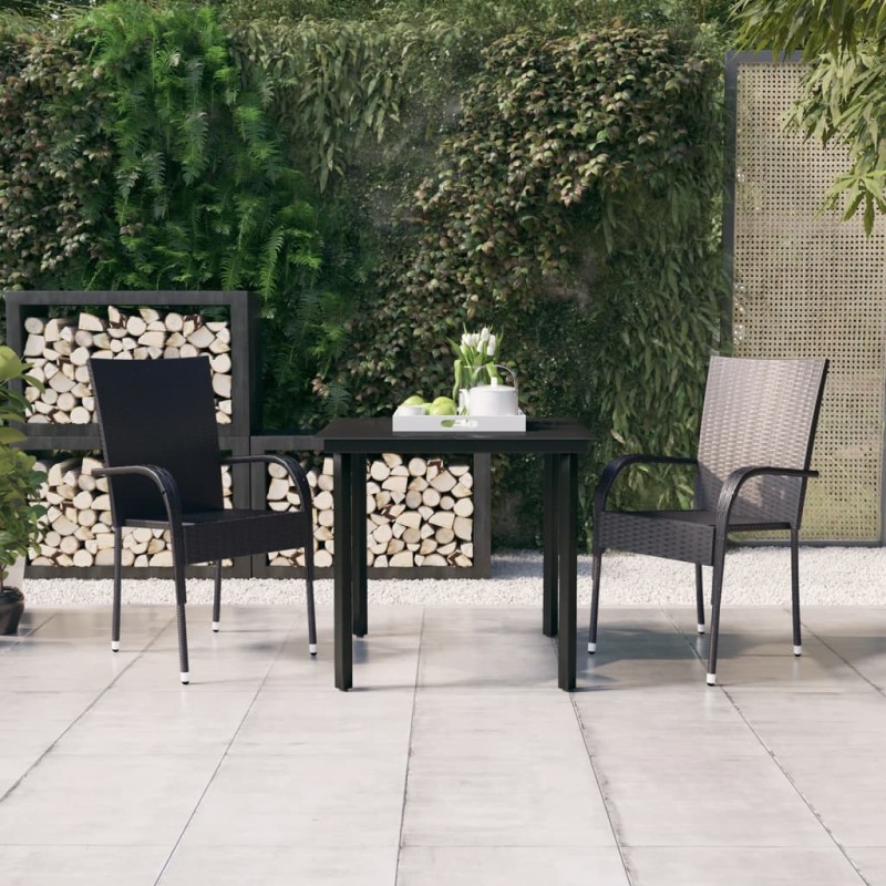 vidaXL Juego de comedor de jardín 3 piezas negro vidaXL Juego de comedor de jardín 3 piezas negro