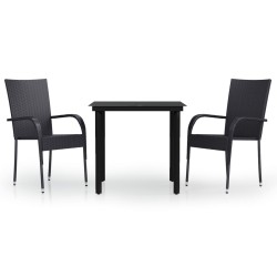 vidaXL Juego de comedor de jardín 3 piezas negro