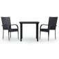 vidaXL Juego de comedor de jardín 3 piezas negro vidaXL Juego de comedor de jardín 3 piezas negro