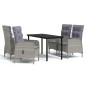 vidaXL Juego de comedor para jardín 5 piezas con cojines gris y negro vidaXL Juego de comedor para jardín 5 piezas con cojines gris y negro