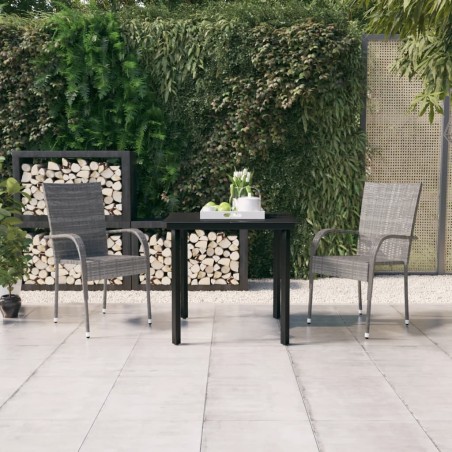 vidaXL Juego de comedor para jardín 3 piezas gris y negro