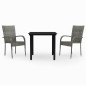 vidaXL Juego de comedor para jardín 3 piezas gris y negro