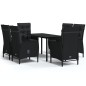 vidaXL Juego de comedor de jardín 7 piezas con cojines negro vidaXL Juego de comedor de jardín 7 piezas con cojines negro