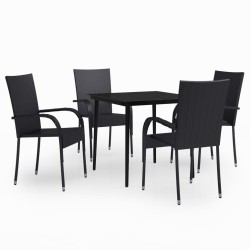 vidaXL Juego de comedor para jardín 5 piezas negro