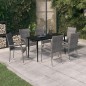 vidaXL Juego de comedor de jardín 7 piezas con cojines gris y negro vidaXL Juego de comedor de jardín 7 piezas con cojines gris y negro