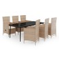 vidaXL Juego de comedor de jardín 7 piezas con cojines beige vidaXL Juego de comedor de jardín 7 piezas con cojines beige