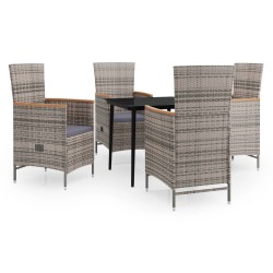 vidaXL Juego de comedor de jardín 5 piezas con cojines gris
