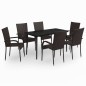 vidaXL Juego de comedor de jardín 7 piezas marrón y negro vidaXL Juego de comedor de jardín 7 piezas marrón y negro