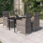vidaXL Juego de comedor de jardín 5 piezas con cojines gris vidaXL Juego de comedor de jardín 5 piezas con cojines gris