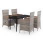 vidaXL Juego de comedor de jardín 5 piezas con cojines gris vidaXL Juego de comedor de jardín 5 piezas con cojines gris