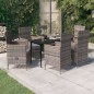 vidaXL Juego de comedor de jardín 7 piezas con cojines gris vidaXL Juego de comedor de jardín 7 piezas con cojines gris