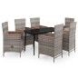 vidaXL Juego de comedor de jardín 7 piezas con cojines gris vidaXL Juego de comedor de jardín 7 piezas con cojines gris