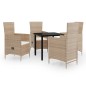 vidaXL Juego de comedor de jardín 5 piezas con cojines beige