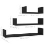 vidaXL Estantes de pared 3 piezas madera contrachapada negro vidaXL Estantes de pared 3 piezas madera contrachapada negro