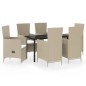 vidaXL Juego de comedor de jardín 7 piezas con cojines beige vidaXL Juego de comedor de jardín 7 piezas con cojines beige
