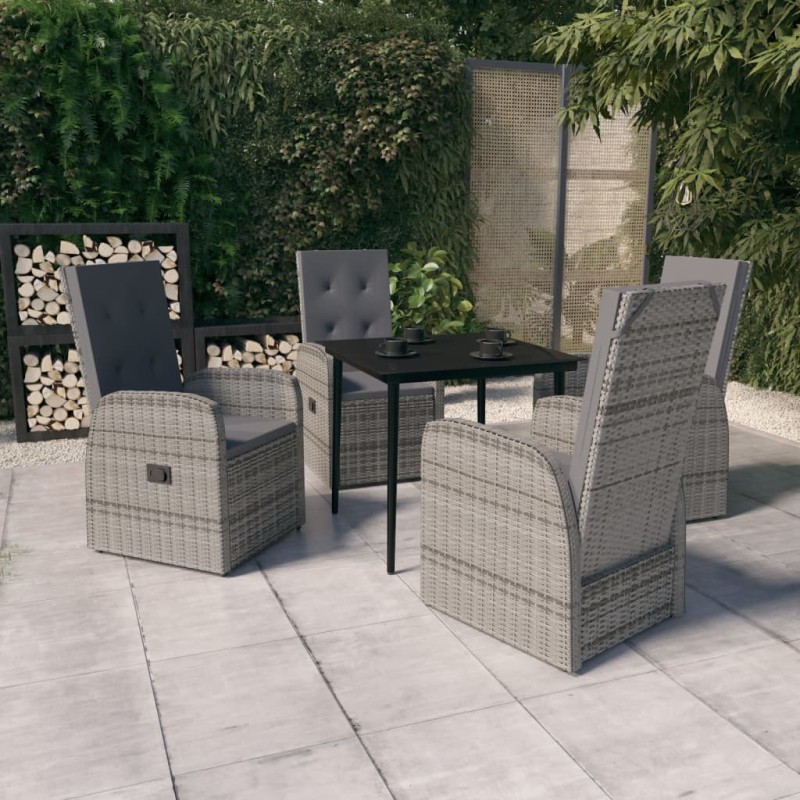 vidaXL Juego de comedor de jardín 5 piezas con cojines gris vidaXL Juego de comedor de jardín 5 piezas con cojines gris