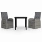 vidaXL Juego de comedor de jardín 3 piezas con cojines gris vidaXL Juego de comedor de jardín 3 piezas con cojines gris