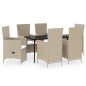 vidaXL Juego de comedor de jardín 7 piezas con cojines beige vidaXL Juego de comedor de jardín 7 piezas con cojines beige