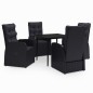 vidaXL Juego de comedor de jardín 5 piezas con cojines negro vidaXL Juego de comedor de jardín 5 piezas con cojines negro