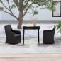 vidaXL Juego de comedor de jardín 3 piezas con cojines negro vidaXL Juego de comedor de jardín 3 piezas con cojines negro