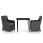 vidaXL Juego de comedor de jardín 3 piezas con cojines negro vidaXL Juego de comedor de jardín 3 piezas con cojines negro