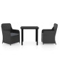 vidaXL Juego de comedor de jardín 3 piezas con cojines negro vidaXL Juego de comedor de jardín 3 piezas con cojines negro