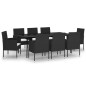 vidaXL Juego de comedor de jardín 9 piezas negro vidaXL Juego de comedor de jardín 9 piezas negro