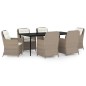 vidaXL Juego de comedor de jardín 7 piezas marrón vidaXL Juego de comedor de jardín 7 piezas marrón