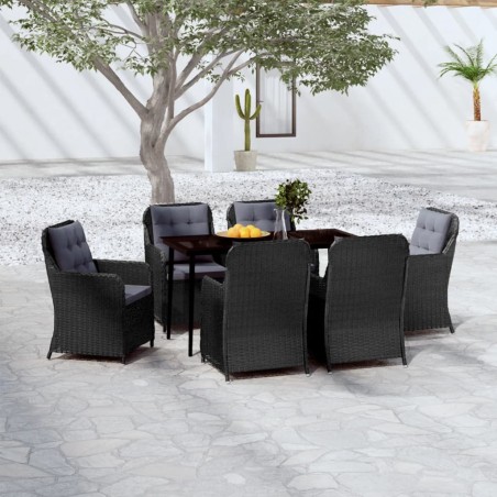 vidaXL Juego de comedor para jardín 7 piezas negro