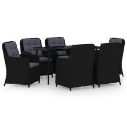 vidaXL Juego de comedor para jardín 7 piezas negro