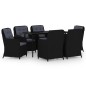 vidaXL Juego de comedor para jardín 7 piezas negro vidaXL Juego de comedor para jardín 7 piezas negro